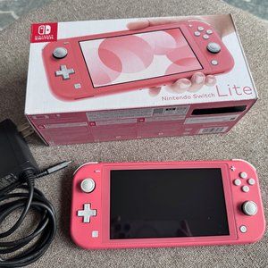 Like New Nintendo Switch Lite - Coral Pink + Extras